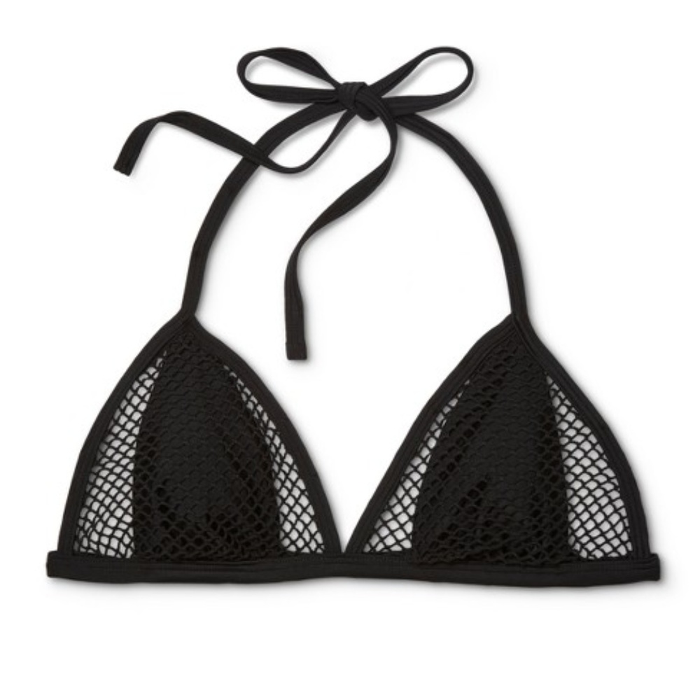 Mesh Triangle Bikini Top in Black NWOT